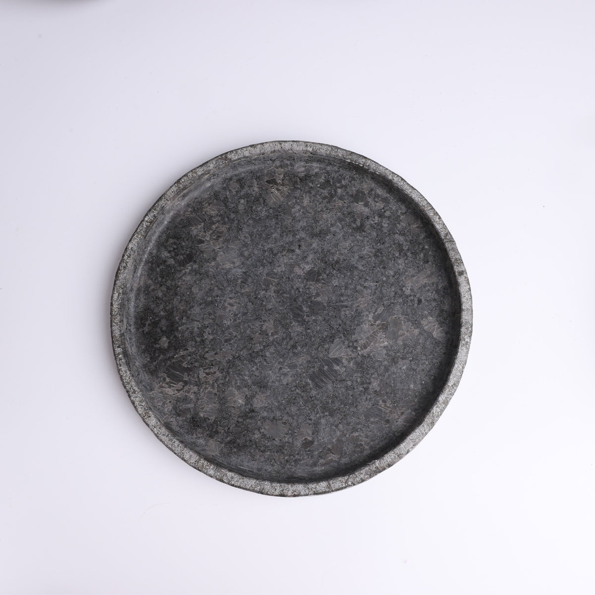 Round Stone Plate - Black Slate (Polished Base)