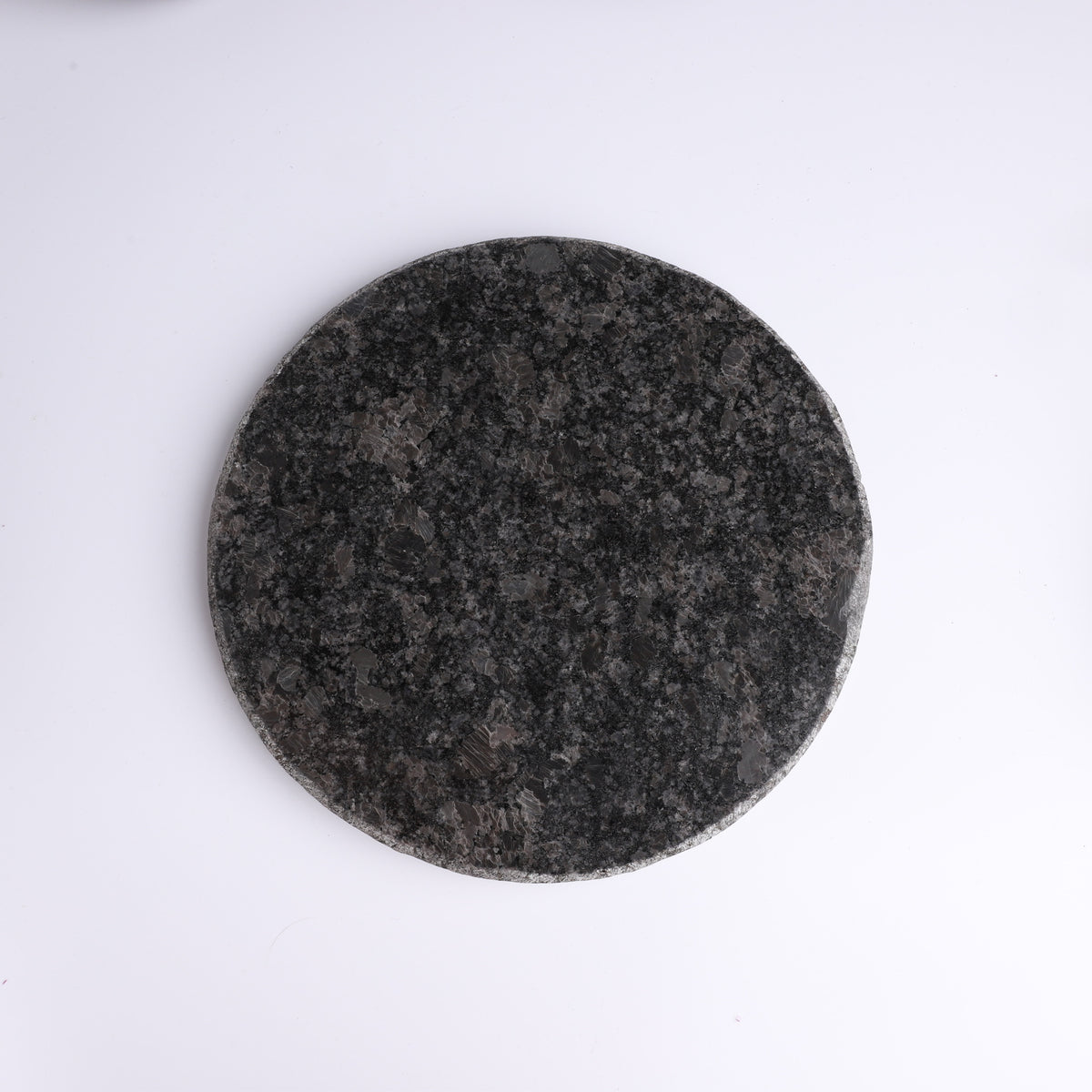 Round Stone Plate - Black Slate (Polished Base)