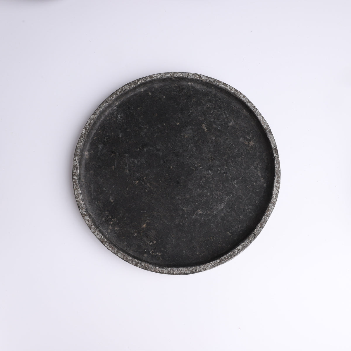 Round Stone Plate - Black Slate (Raw Base)