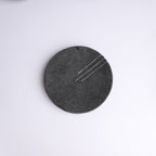 Round Stone Plate - Black Slate (Triple Line Design)
