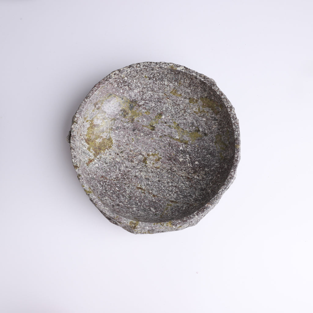 Rustic Stone Bowl - Moss Grey